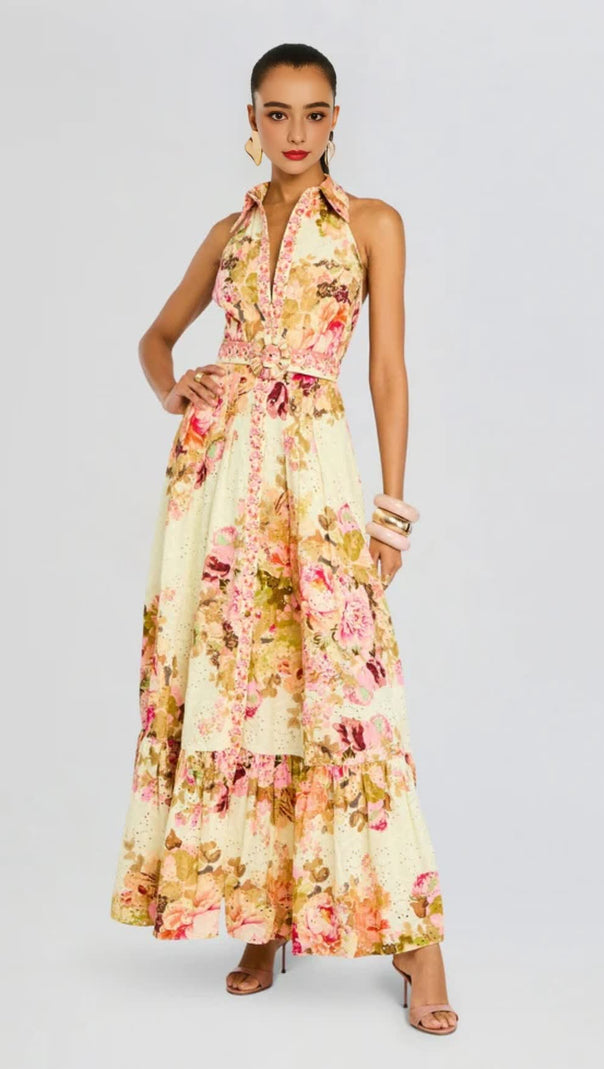AIIZIE MULTICOLOR EMBROIDERY PRINT MAXI SHIRT DRESS - product image