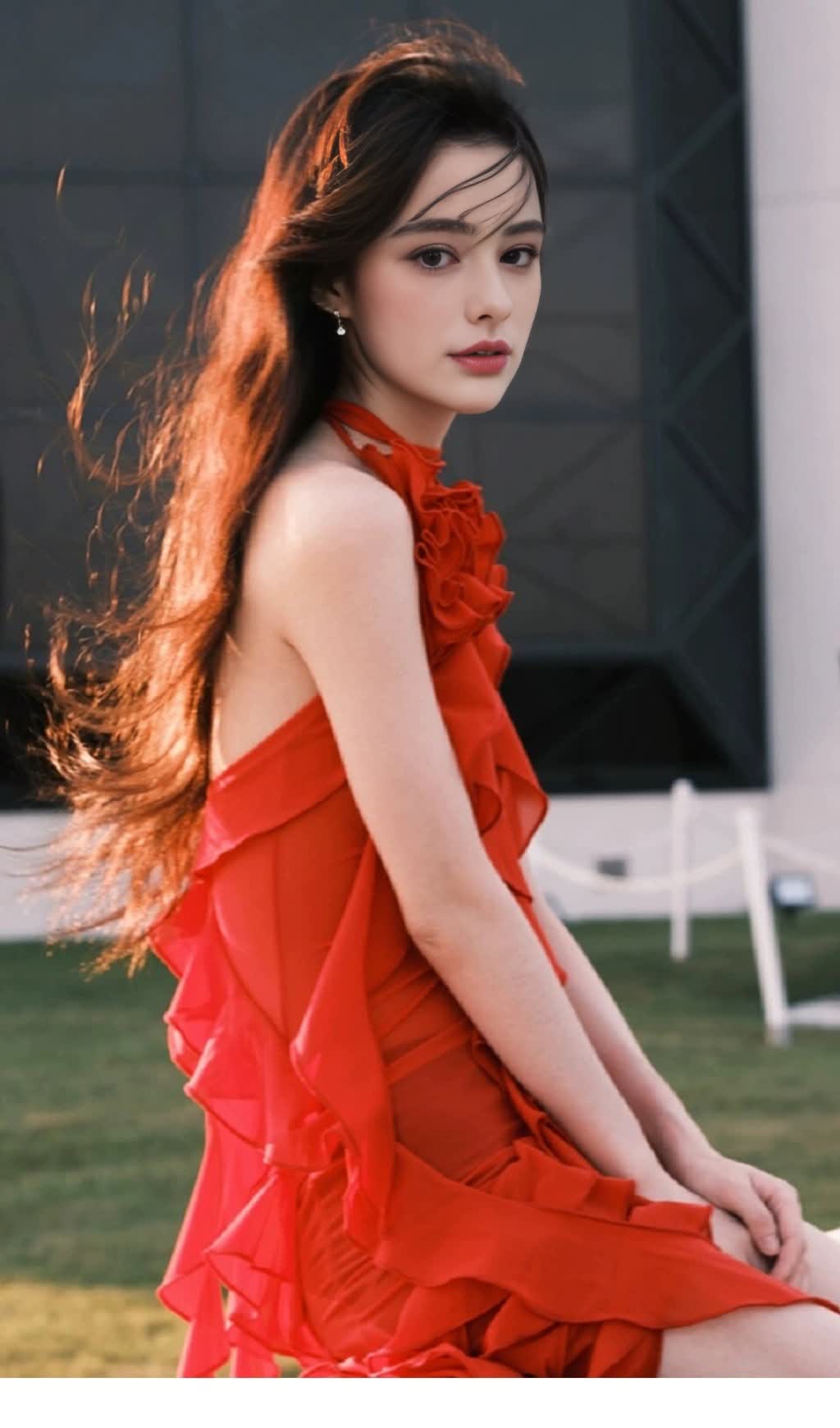 RED RUFFLED HALTER NECK MINI DRESS