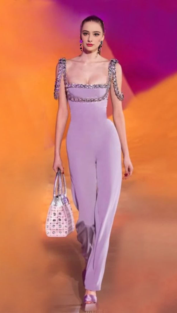 AIIZIE PURPLE JUMPSUIT WITH WIDE - LEG PANTS - product image