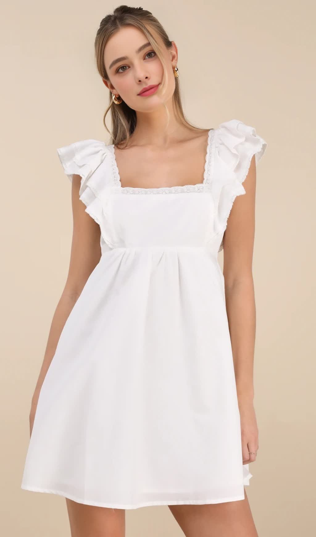 MARVELOUS TIME WHITE RUFFLED MINI DRESS