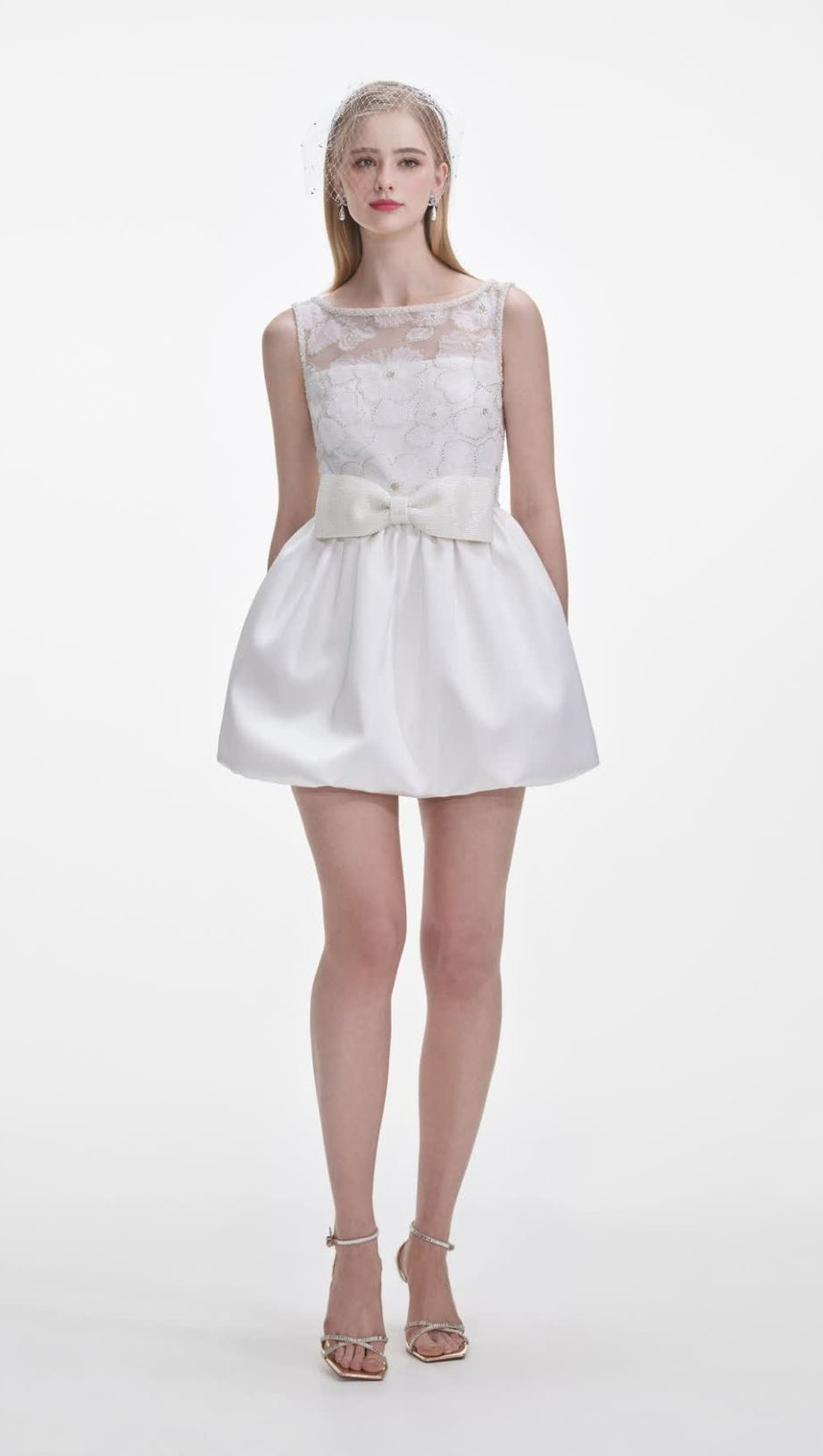 WHITE TULLE MINI DRESS