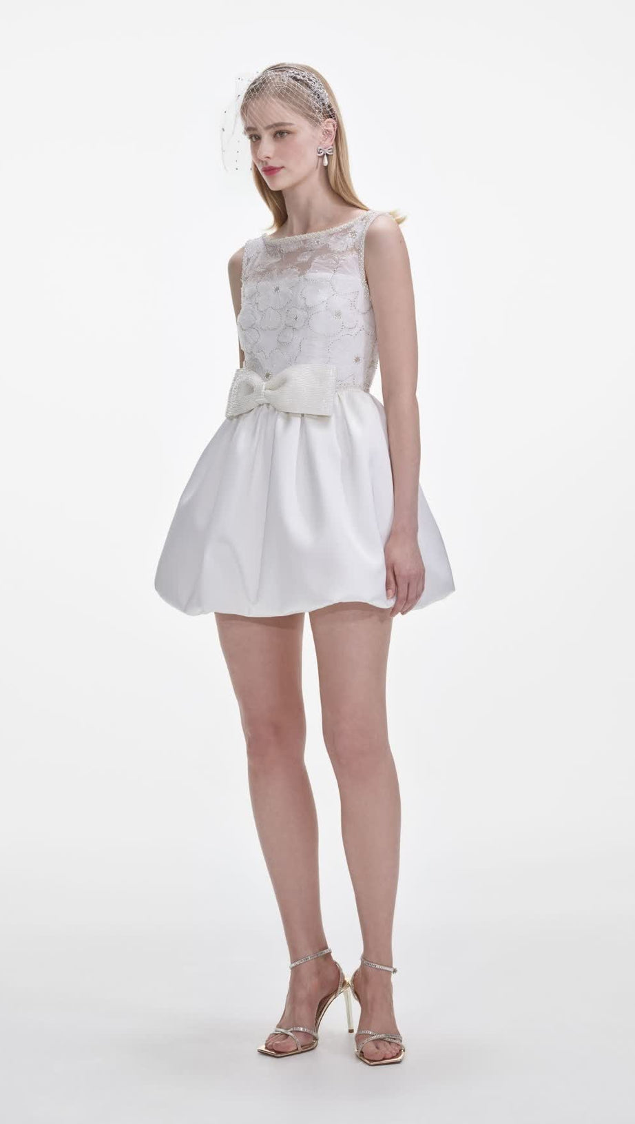 WHITE TULLE MINI DRESS