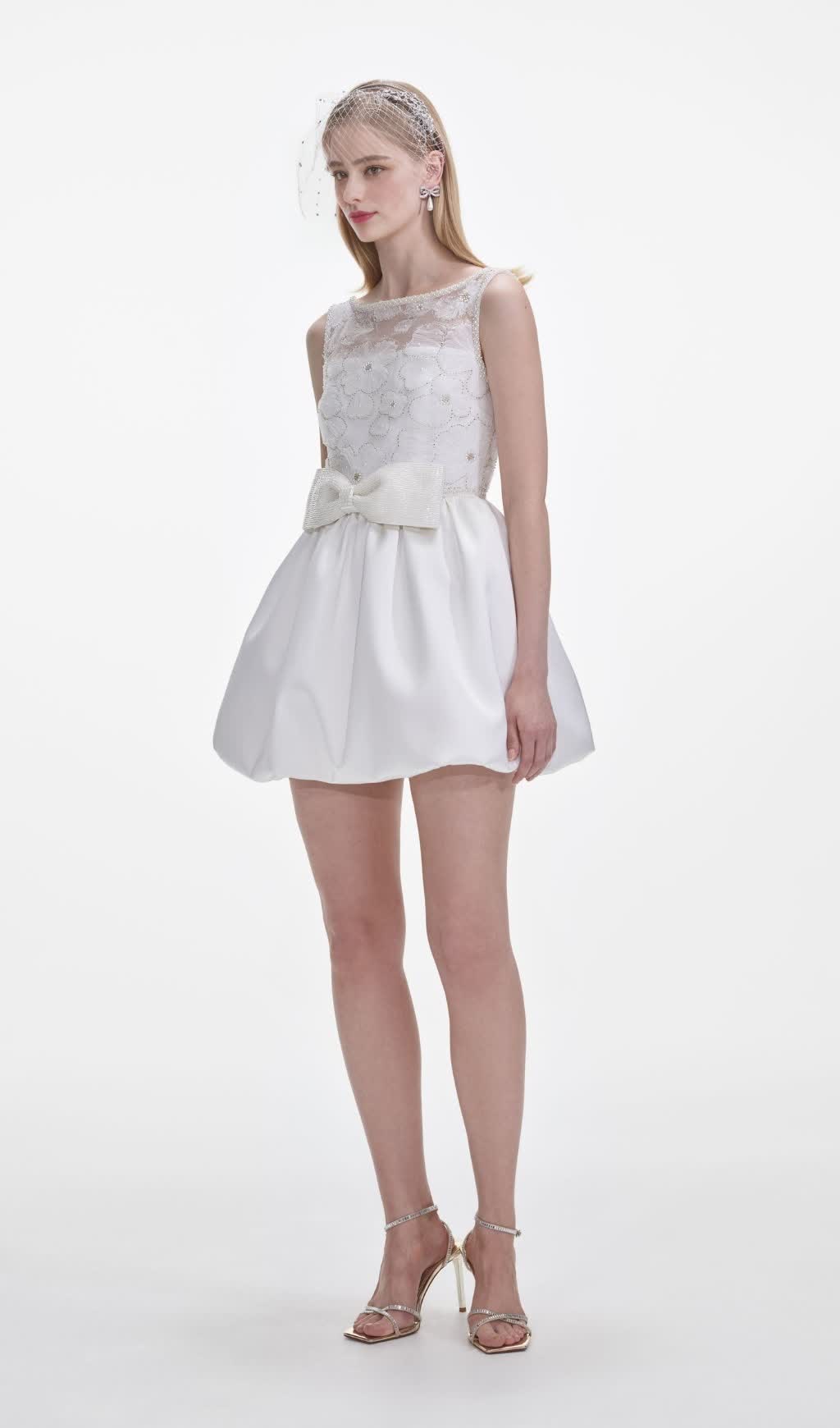 WHITE TULLE MINI DRESS