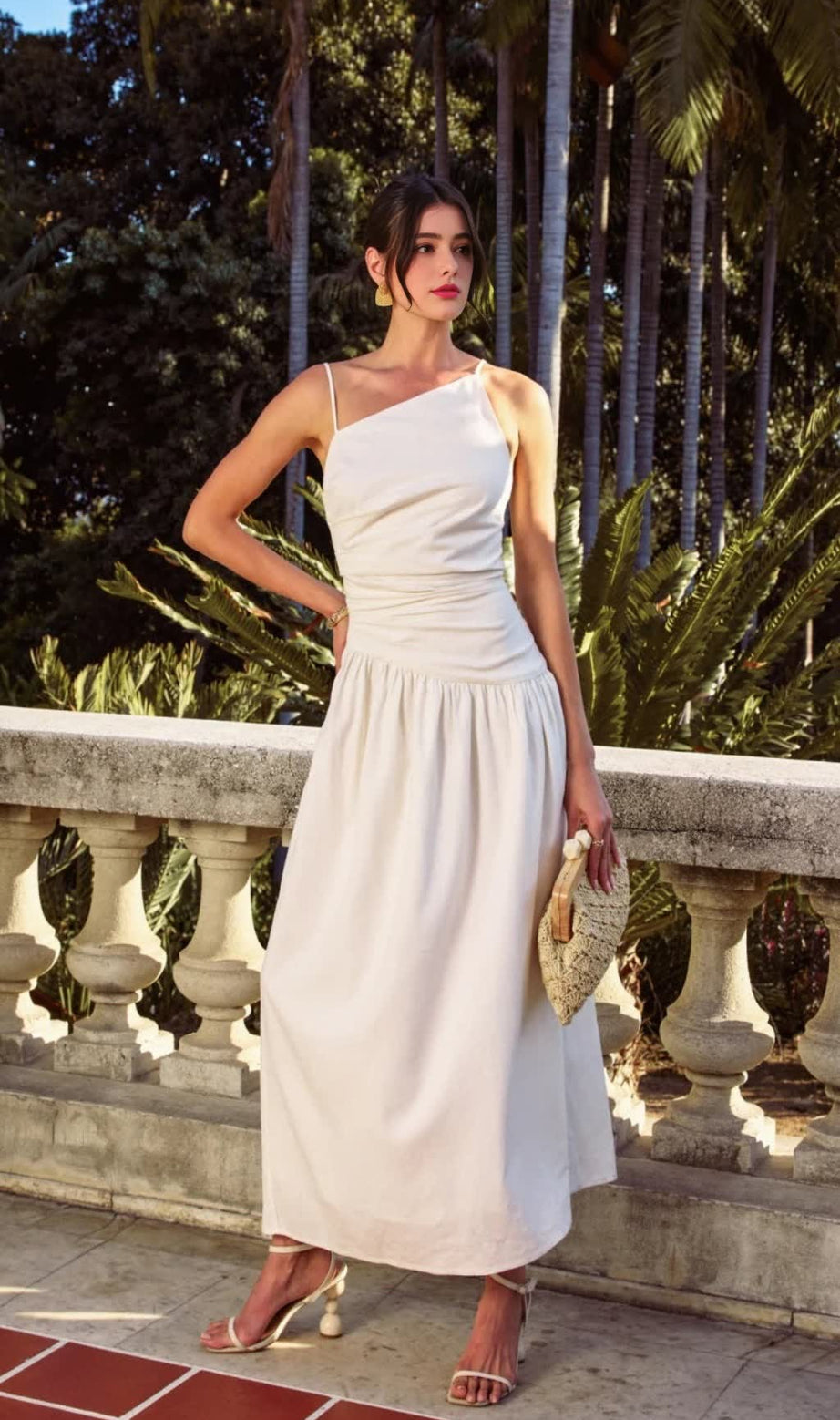 White Hot One Shoulder Maxi Dress