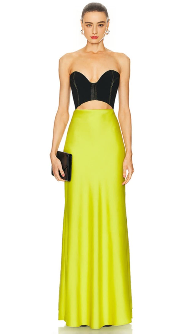AIIZIE BLACK AND YELLOW COLOR - BLOCKED MAXI DRESS - product image