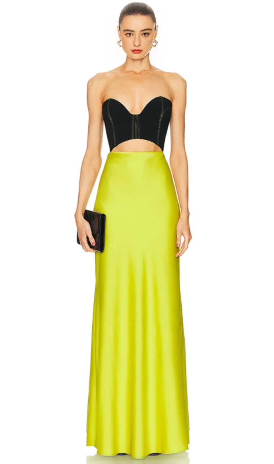 BLACK AND YELLOW COLOR - BLOCKED MAXI DRESS