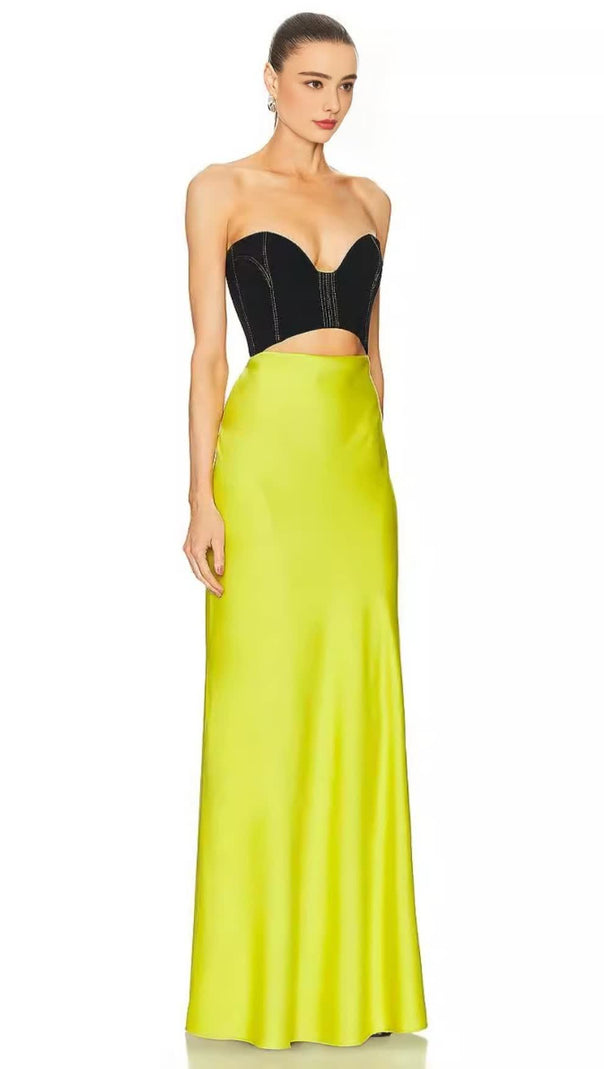 AIIZIE BLACK AND YELLOW COLOR - BLOCKED MAXI DRESS - product image