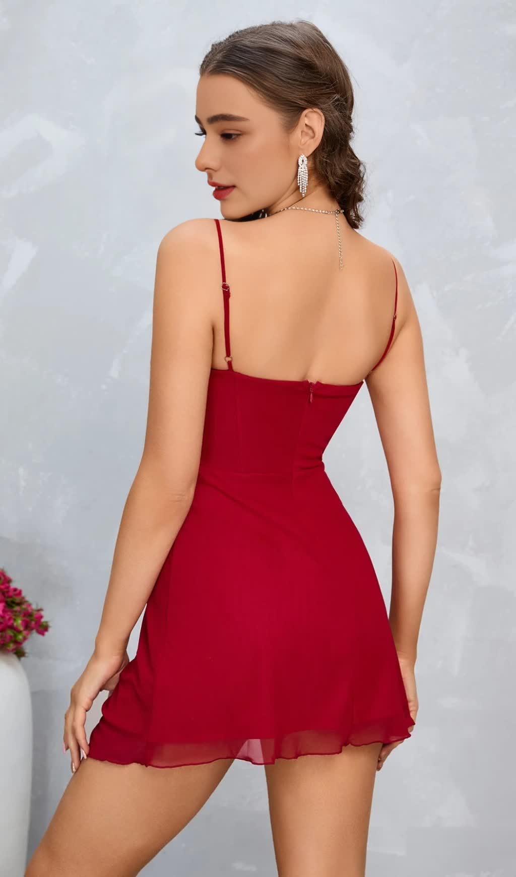 MESH SLEEVELESS STRAPS CORSET MINI DRESSES