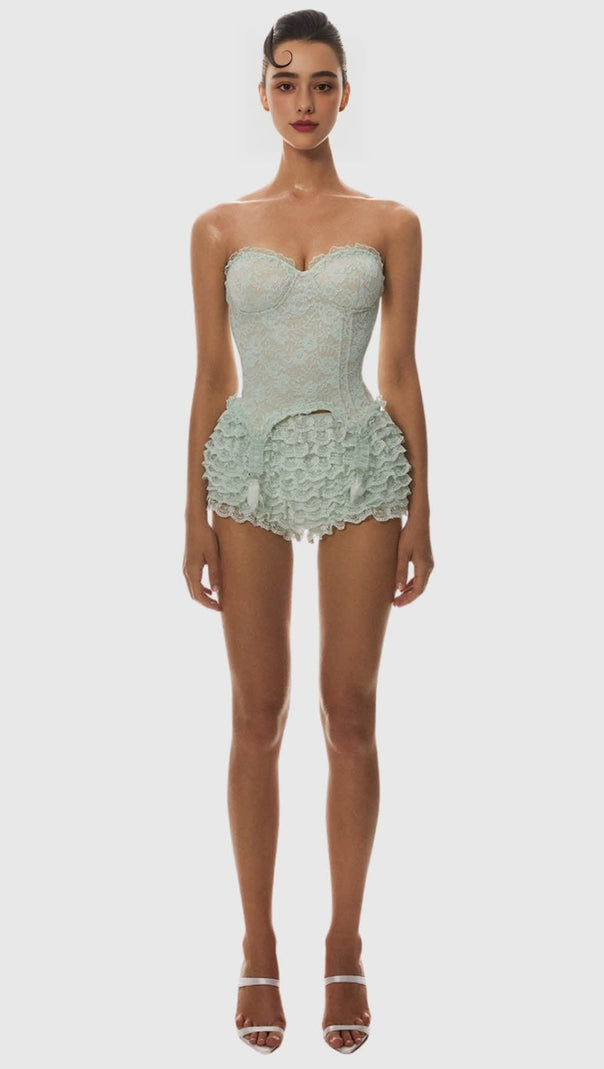 AIIZIE ATICI LACE STRAPLESS CORSET - GREEN - product image