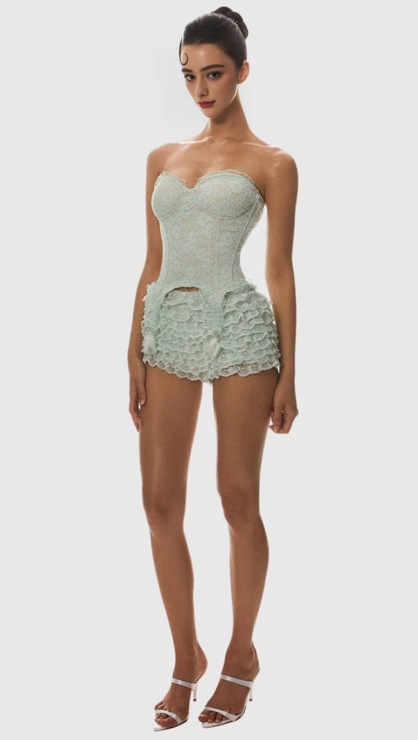 AIIZIE ATICI LACE STRAPLESS CORSET - GREEN - product image