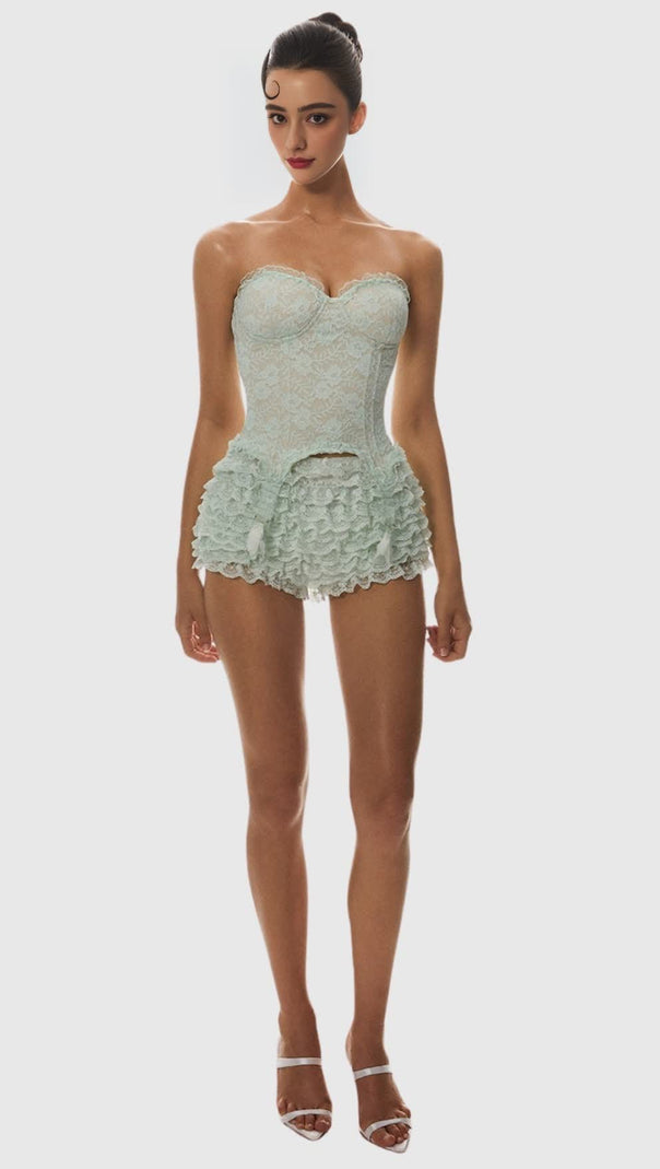 AIIZIE ATICI LACE STRAPLESS CORSET - GREEN - product image