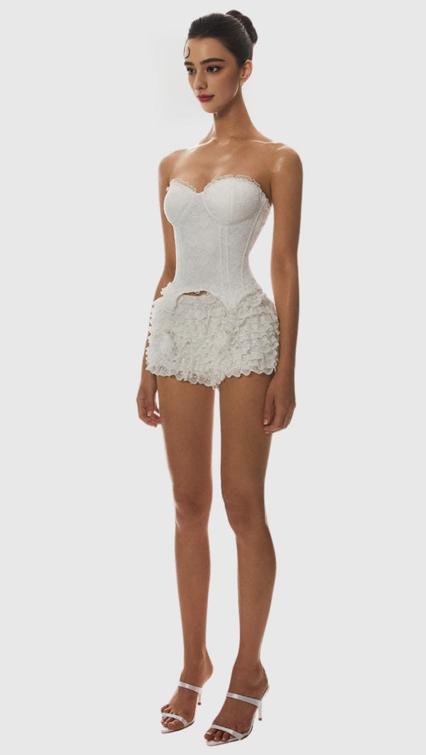 AIIZIE ATICI LACE STRAPLESS CORSET - WHITE - product image