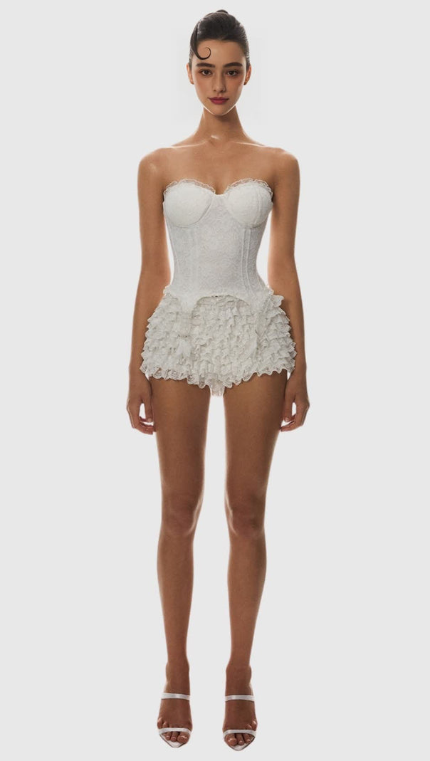 AIIZIE ATICI LACE STRAPLESS CORSET - WHITE - product image