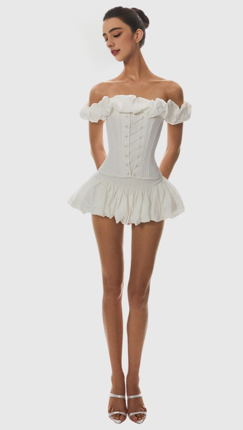 TYORA PUFF OFF SHOULDER LACE UP CORSET