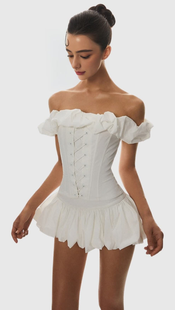 AIIZIE TYORA PUFF OFF SHOULDER LACE UP CORSET - product image