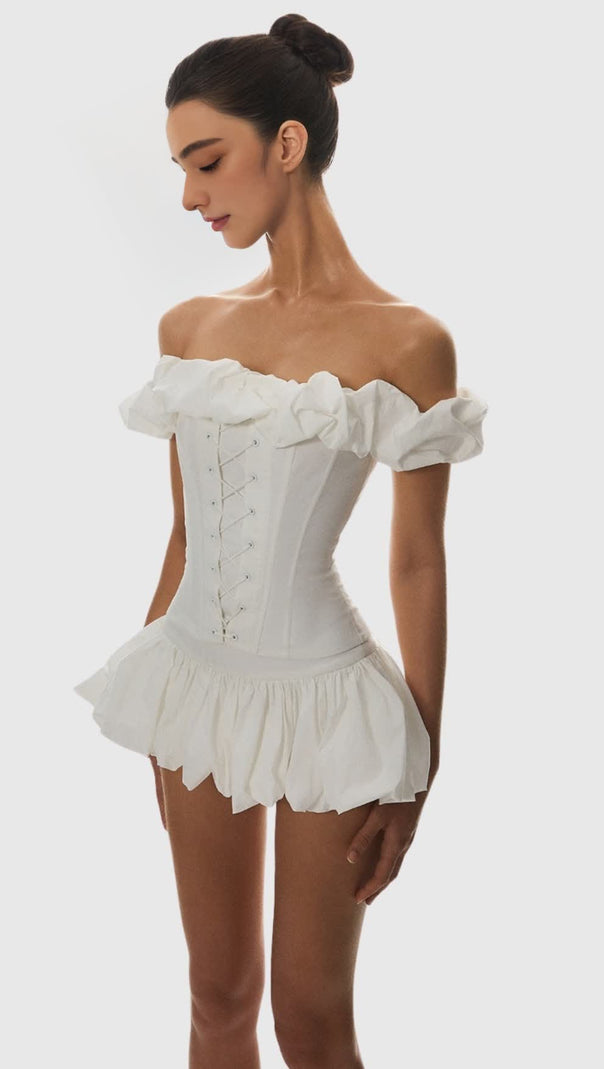 AIIZIE TYORA PUFF OFF SHOULDER LACE UP CORSET - product image