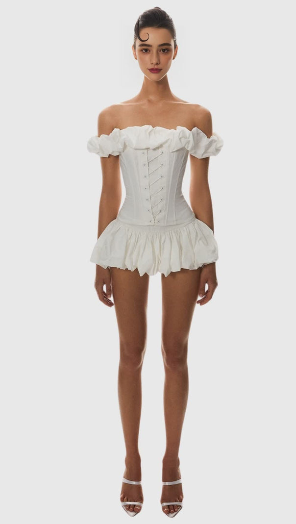 AIIZIE TYORA PUFF OFF SHOULDER LACE UP CORSET - product image