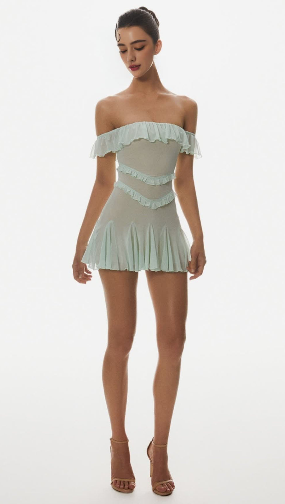 CHARELLE OFF SHOULDER RUFFLE MINI DRESS