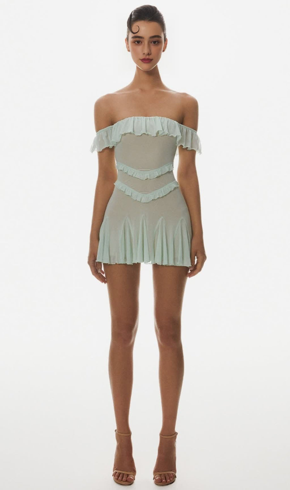 Charelle – Schulterfreies Minikleid mit Rüschen