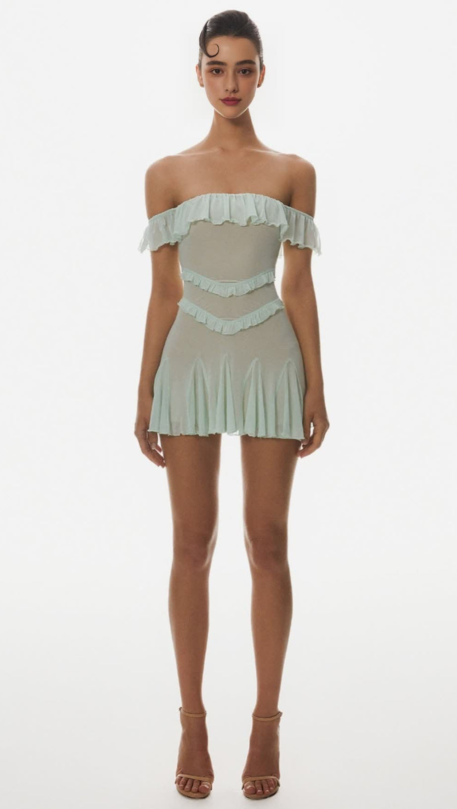 Charelle – Schulterfreies Minikleid mit Rüschen