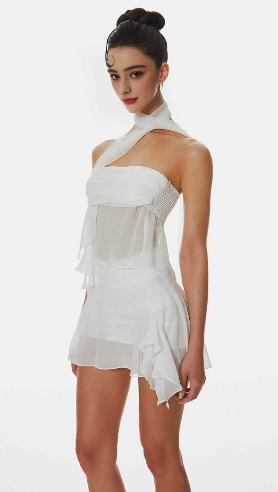 CABAU CHIFFON WRAP AROUND TOP - WHITE