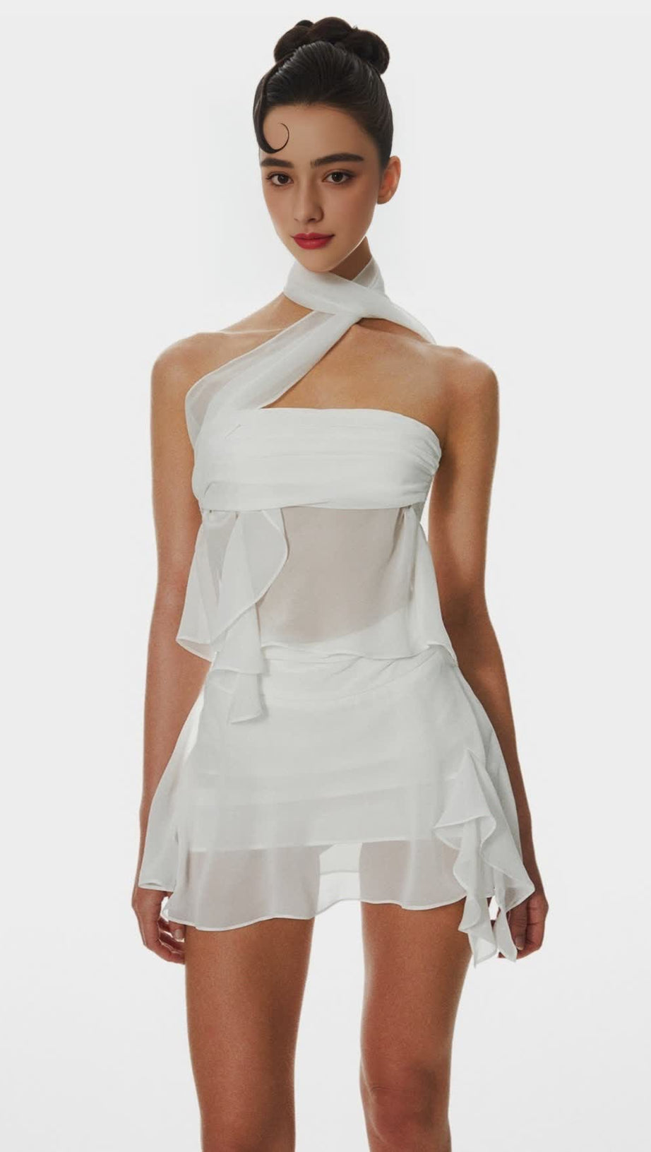 CABAU CHIFFON WRAP AROUND TOP - WHITE