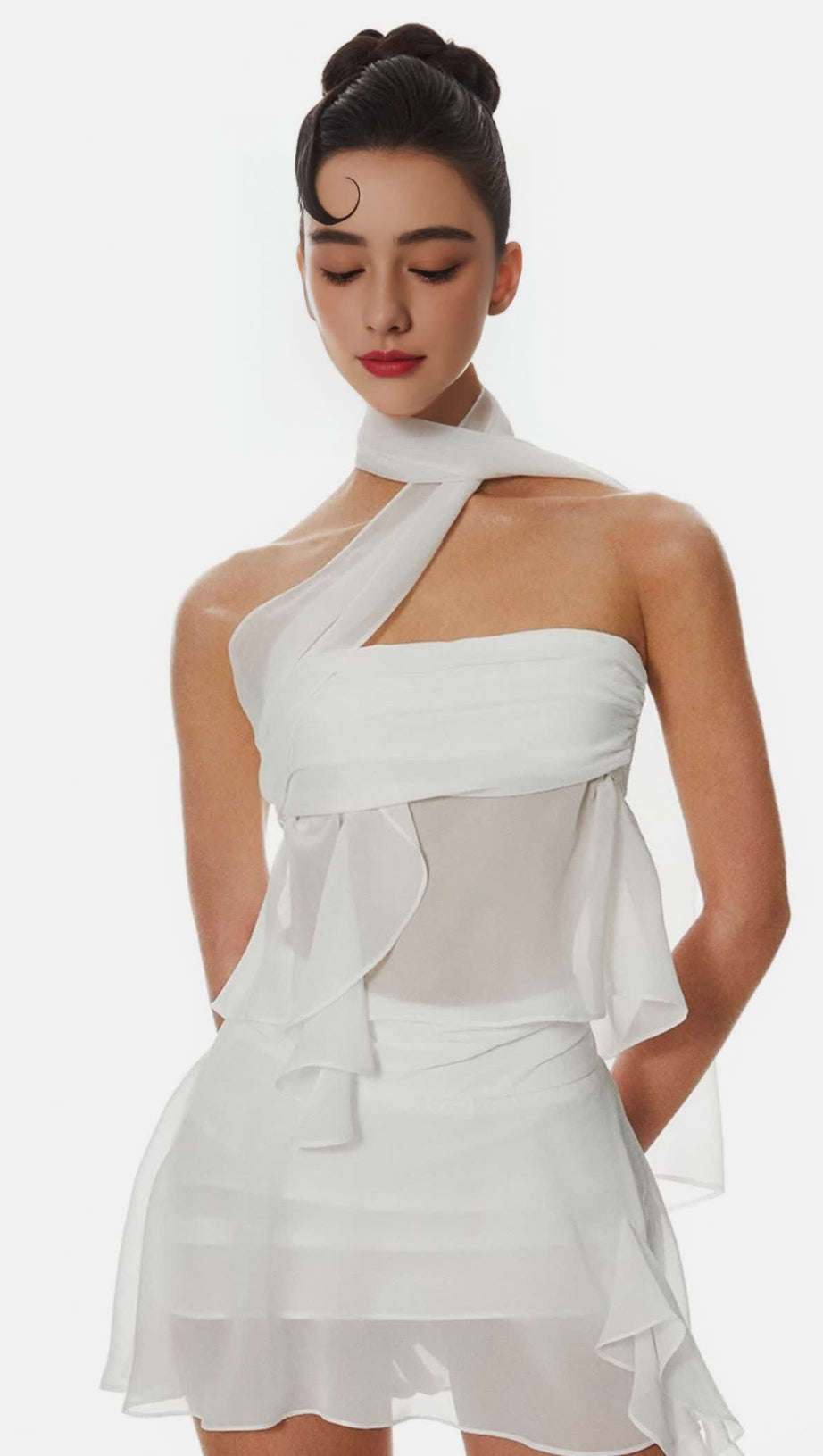 CABAU CHIFFON WRAP AROUND TOP - WHITE