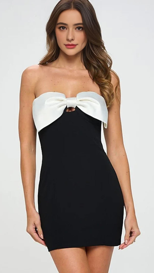 AIIZIE SATIN BOW BODYCON MINI DRESS - product image