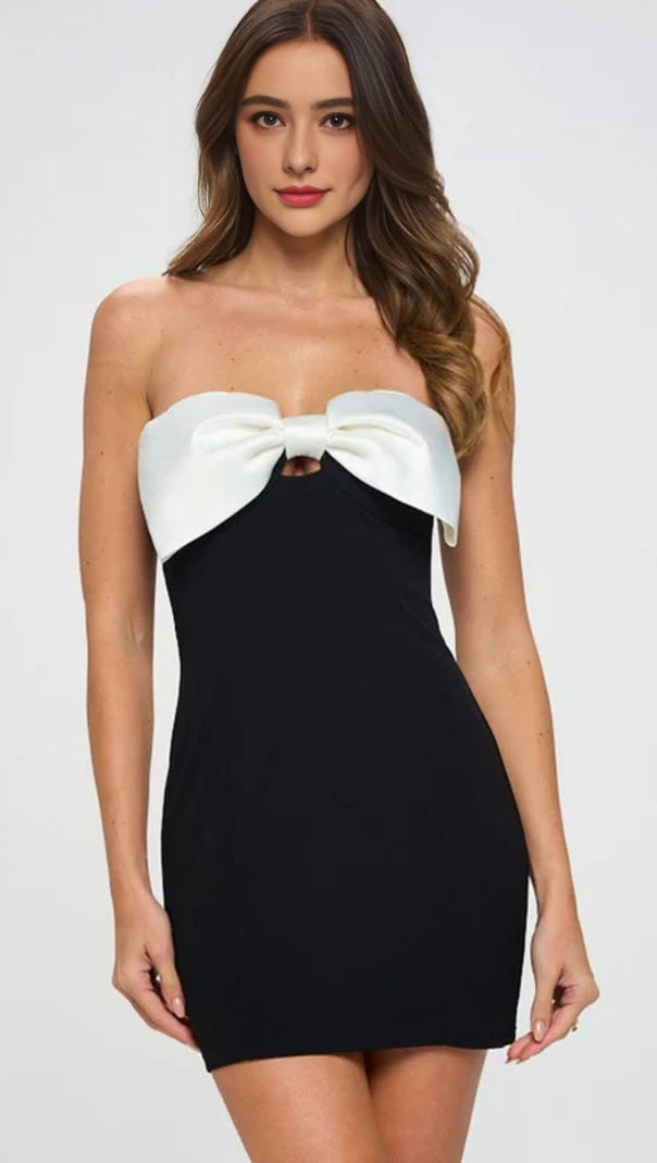 AIIZIE SATIN BOW BODYCON MINI DRESS - product image