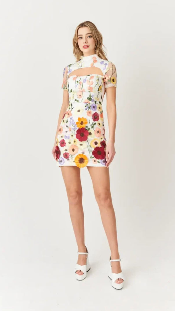 AIIZIE SHORT SLEEVED FLORAL PRINTED MINI DRESS - product image