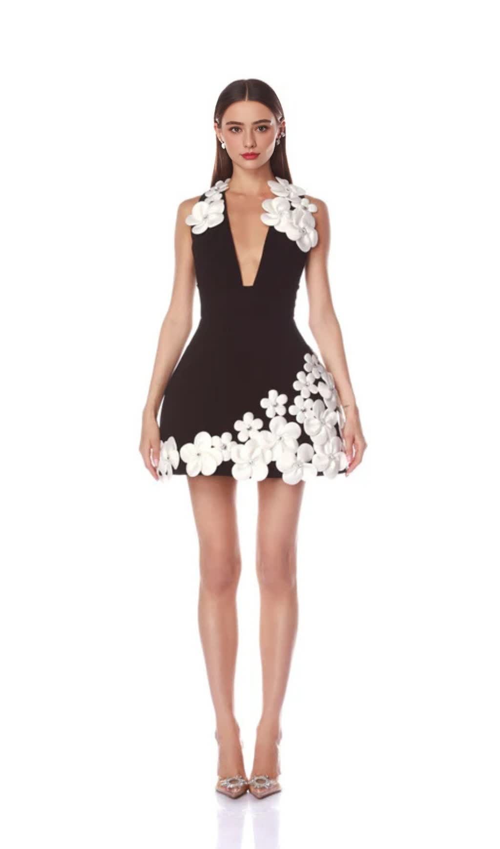 BLACK AND WHITE MINI DRESS