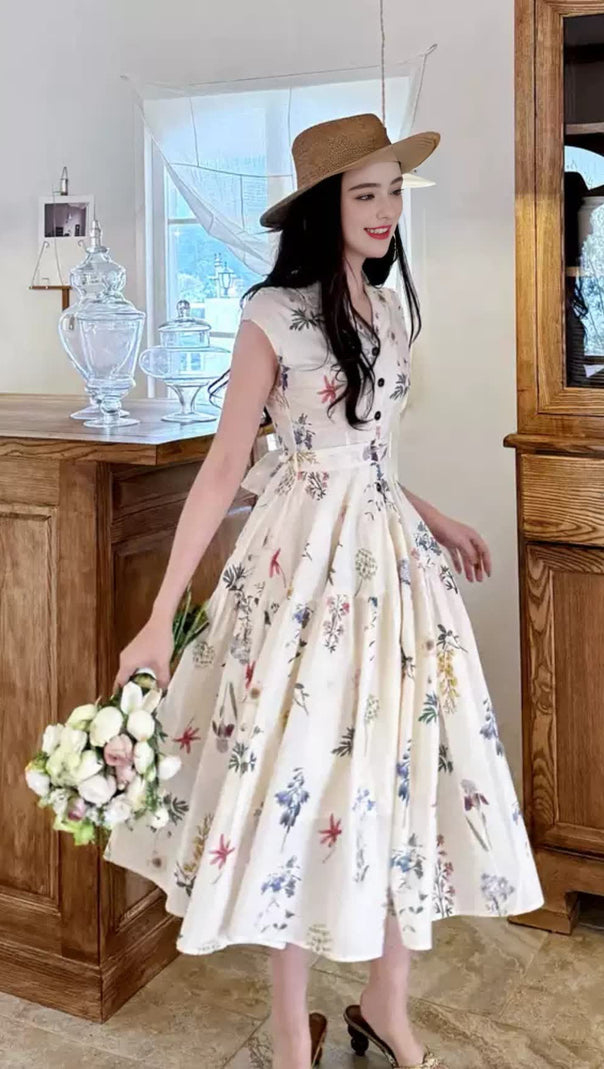 AIIZIE FLORAL SHIRT - COLLAR MIDI DRESS - product image