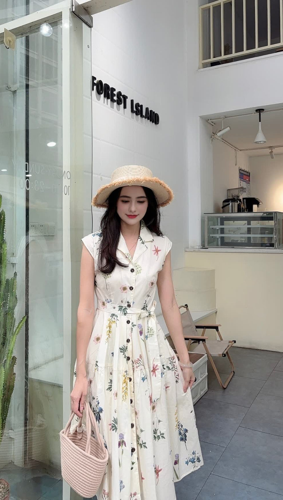 FLORAL SHIRT - COLLAR MIDI DRESS