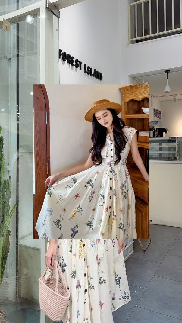 AIIZIE FLORAL SHIRT - COLLAR MIDI DRESS - product image