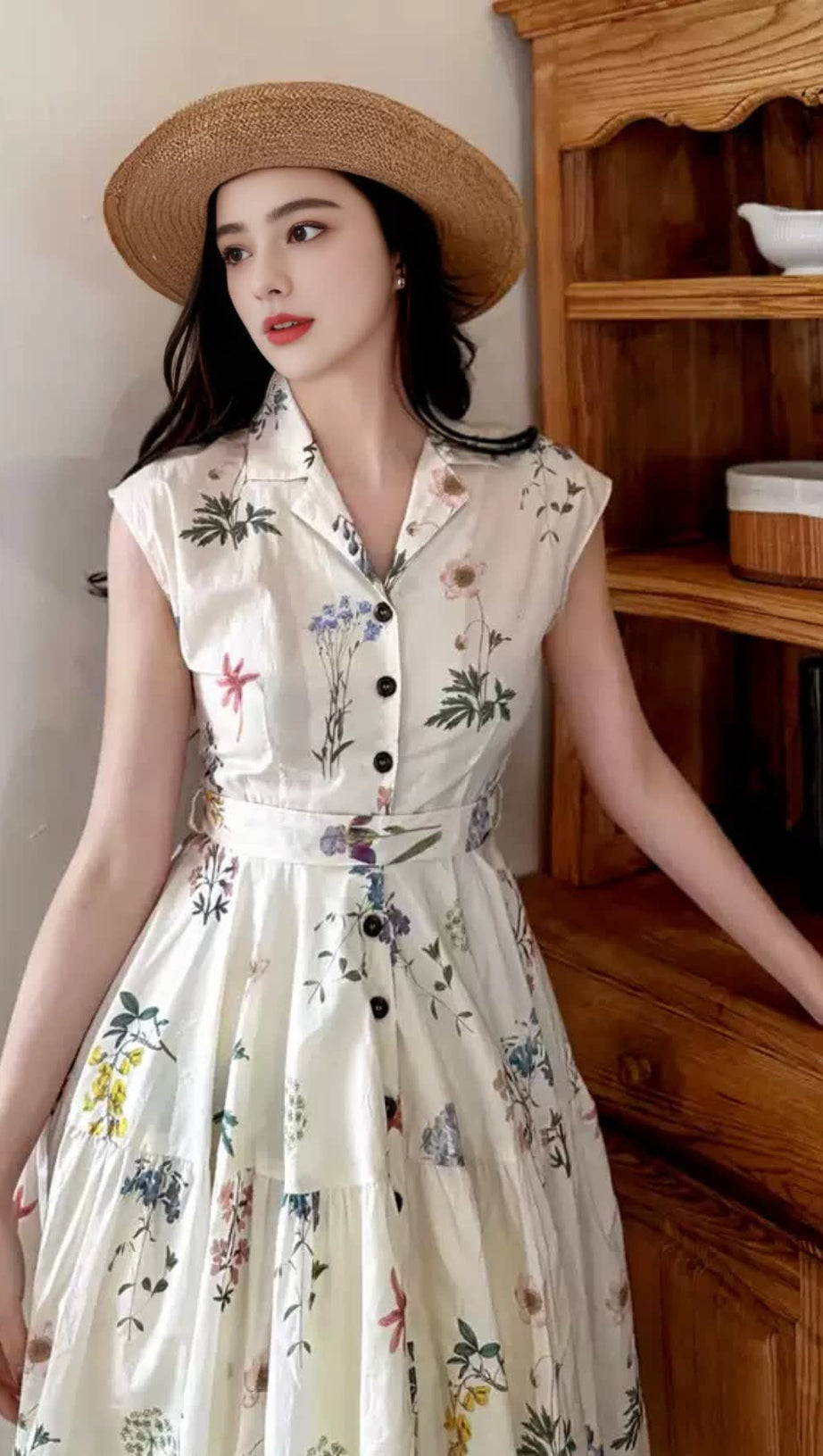 FLORAL SHIRT - COLLAR MIDI DRESS