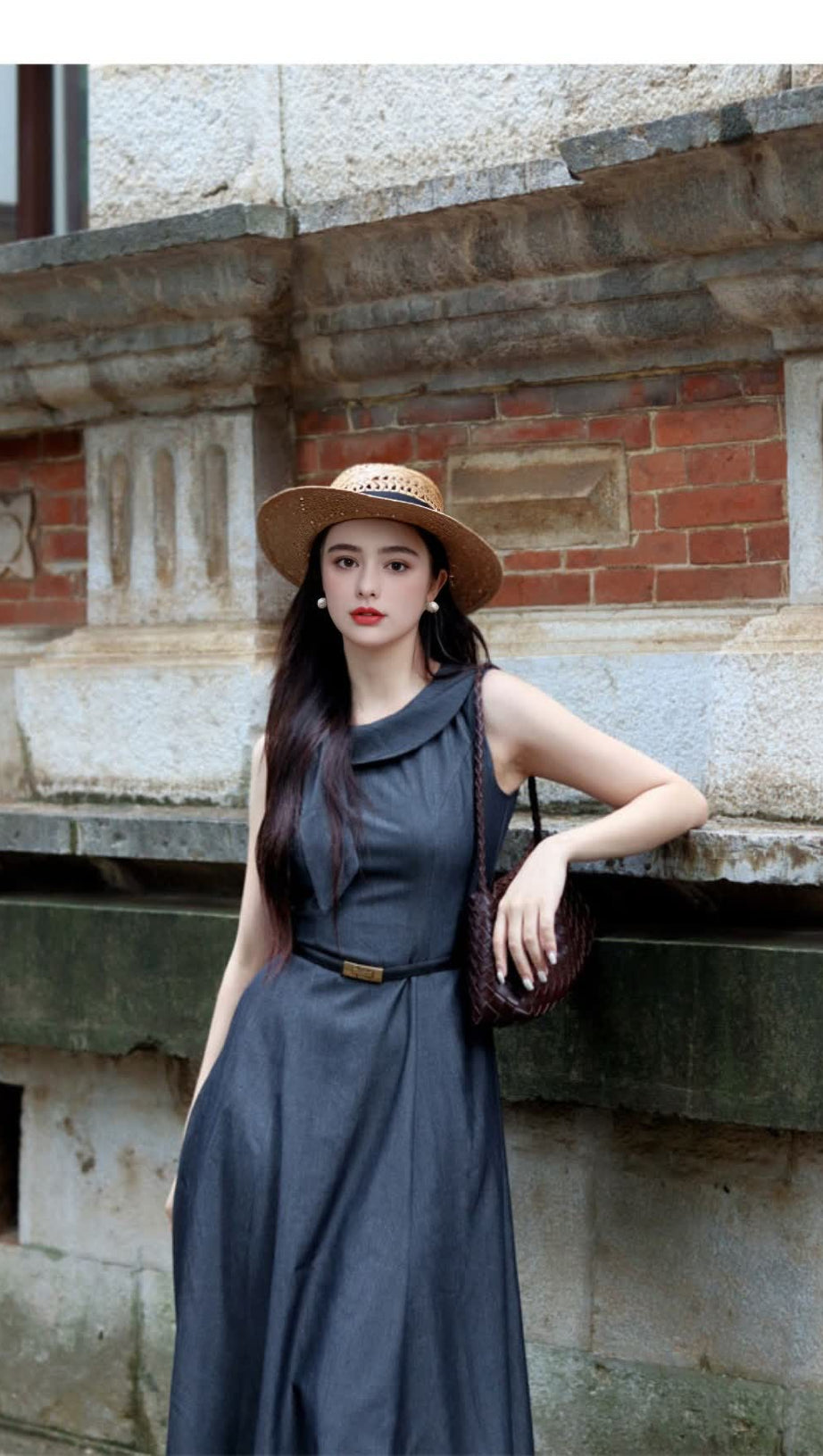 GREY SLEEVELESS BELTED MIDI DRESS