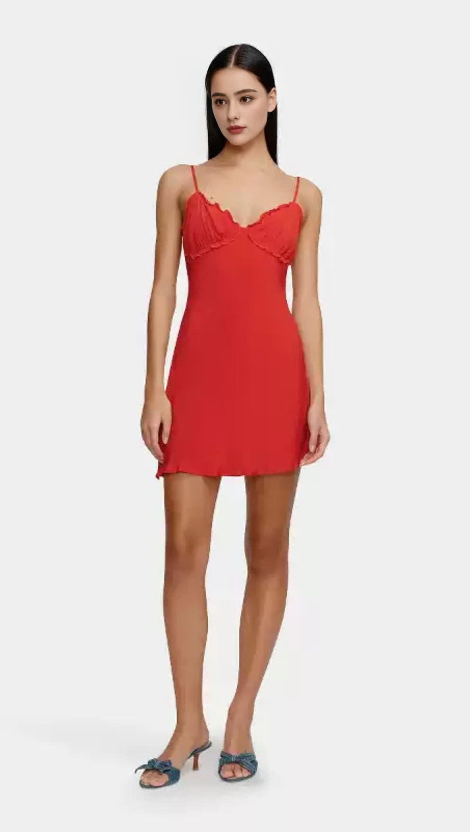 BACKLESS STRAP MINI DRESS IN CHERRY