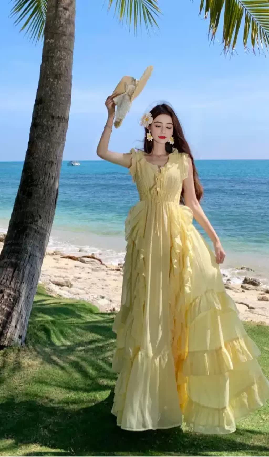 YELLOW RUFFLED MAXI DRESS