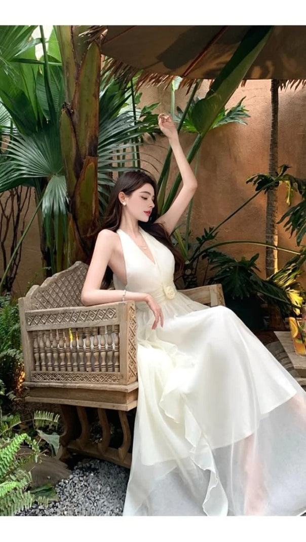 AIIZIE ELEGANT HALTER - NECK RUFFLED MAXI DRESS - product image