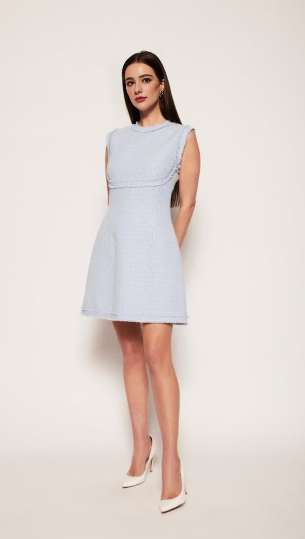 AIIZIE TWEED SLEEVELESS MINI DRESS IN BLUE - product image
