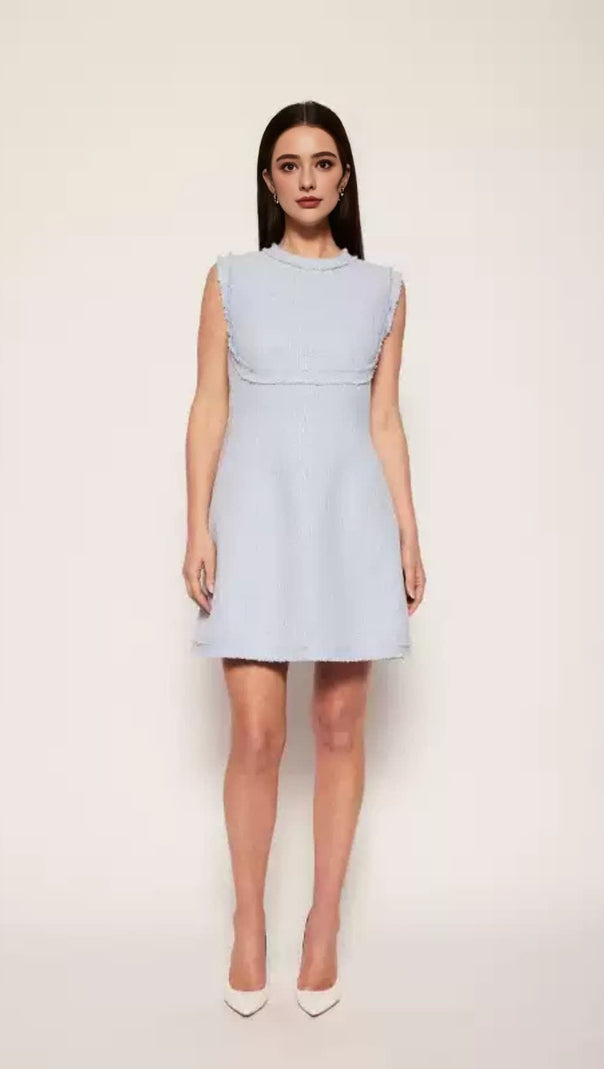 AIIZIE TWEED SLEEVELESS MINI DRESS IN BLUE - product image