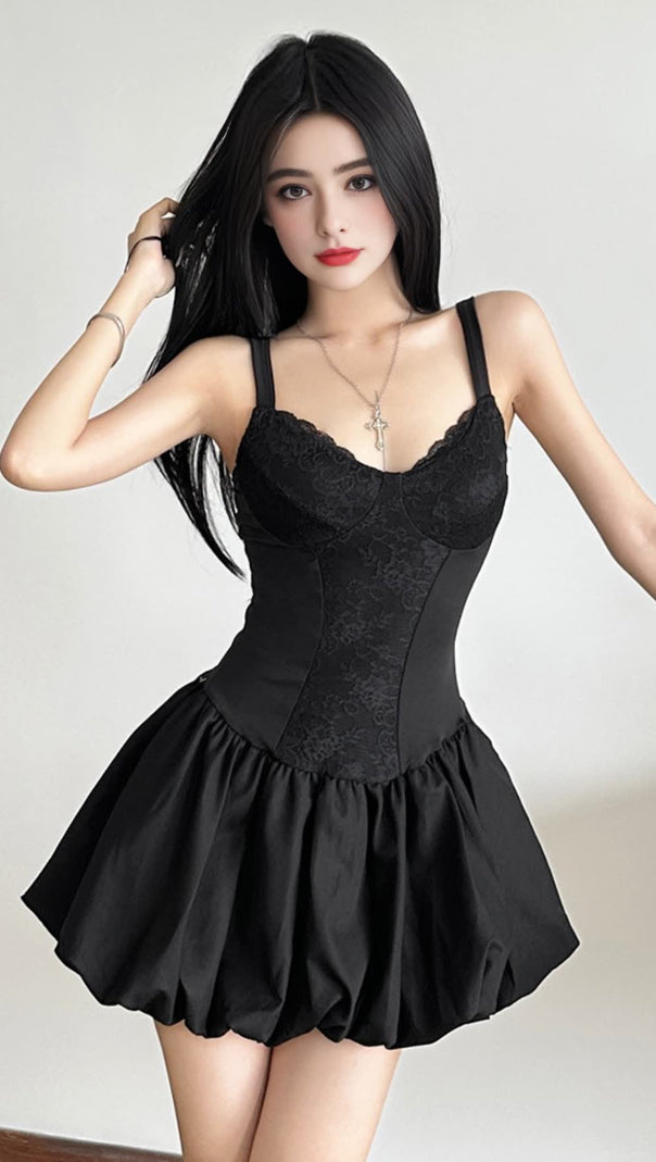 AIIZIE BLACK LACE - UP CORSET PARTY CLUB DRESS - product image