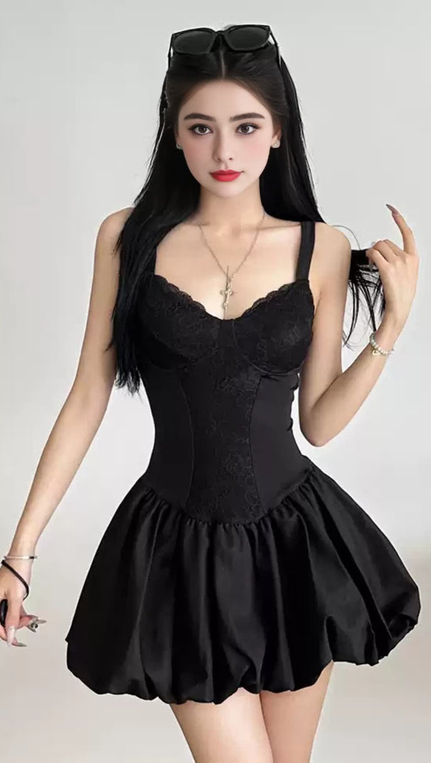 AIIZIE BLACK LACE - UP CORSET PARTY CLUB DRESS - product image