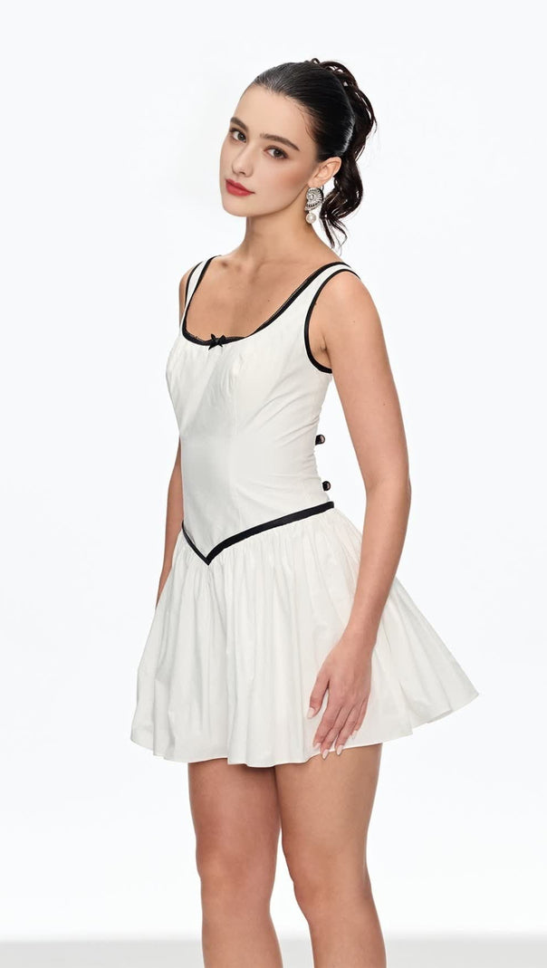 AIIZIE IRENE SLEEVELESS RUCH MINI DRESS IN WHITE - product image