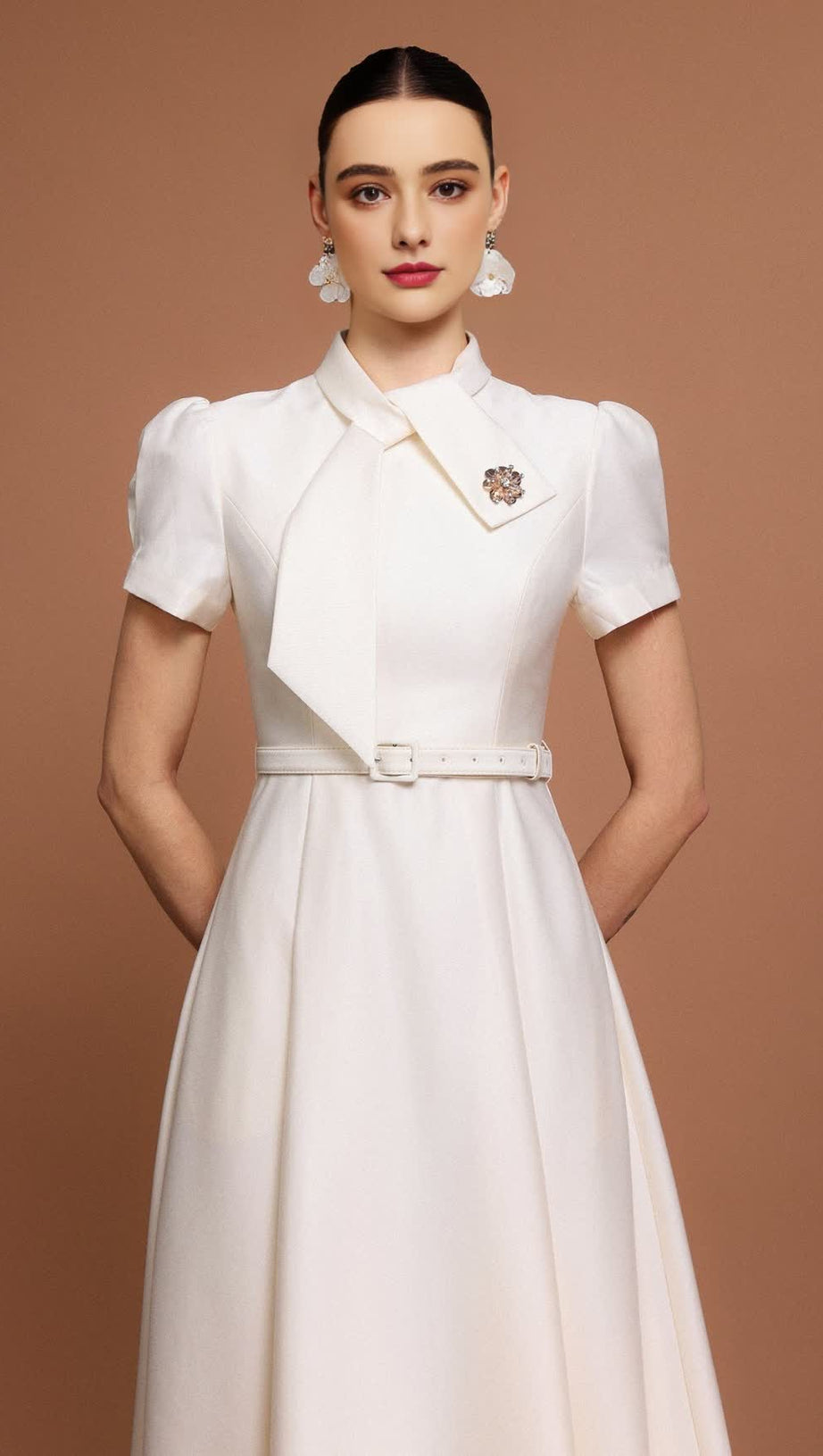 JOSEPHINE SHORT SLEEVES DIAMOND MIDI DRESS