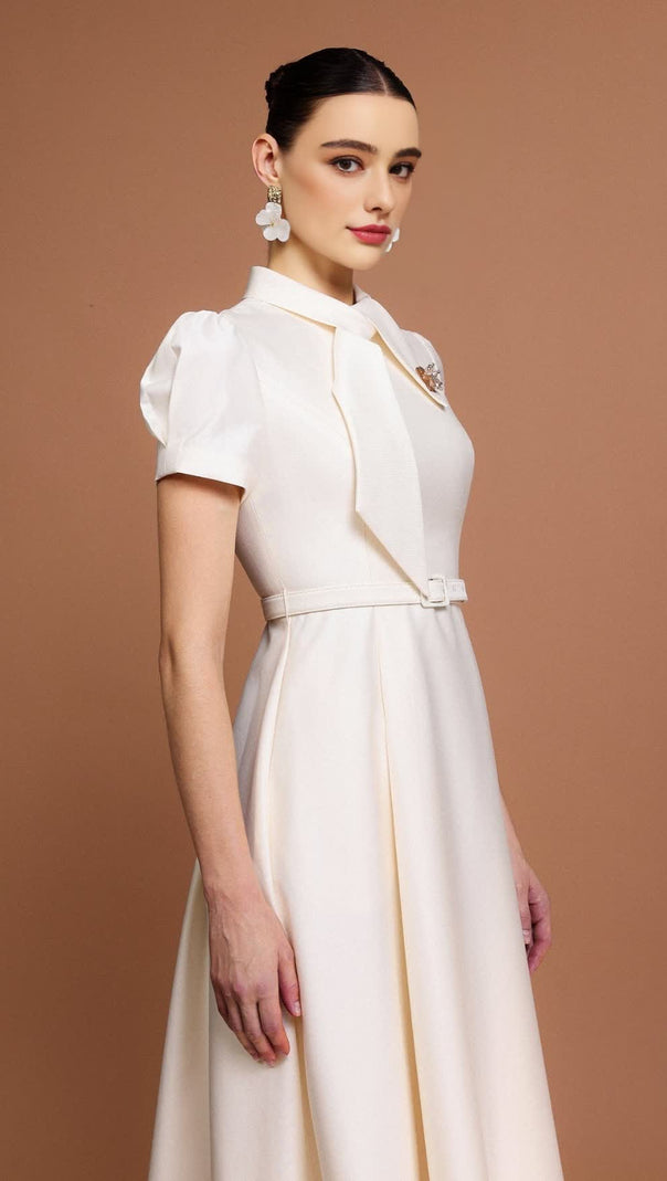 AIIZIE JOSEPHINE SHORT SLEEVES DIAMOND MIDI DRESS - product image