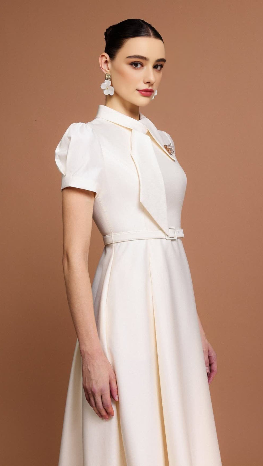 JOSEPHINE SHORT SLEEVES DIAMOND MIDI DRESS