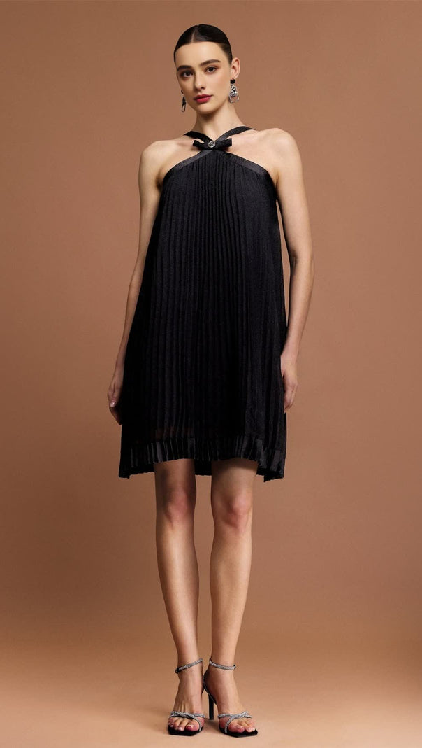 AIIZIE JESSICA SLEEVELESS BOWKNOT FOLDS MINI DRESS - product image