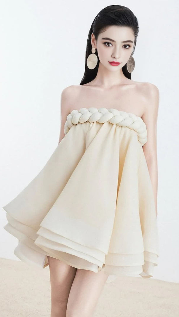 AIIZIE HEMP ROPE TUBE TOP TUTU SKIRT IN BEIGE - product image