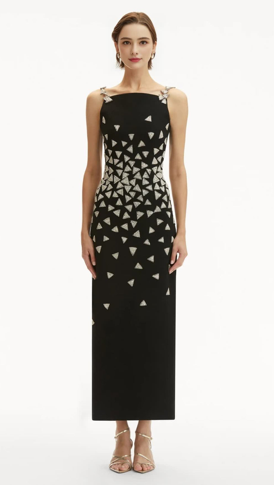 CRYSTAL TRIANGLE MAXI BANDAGE DRESS